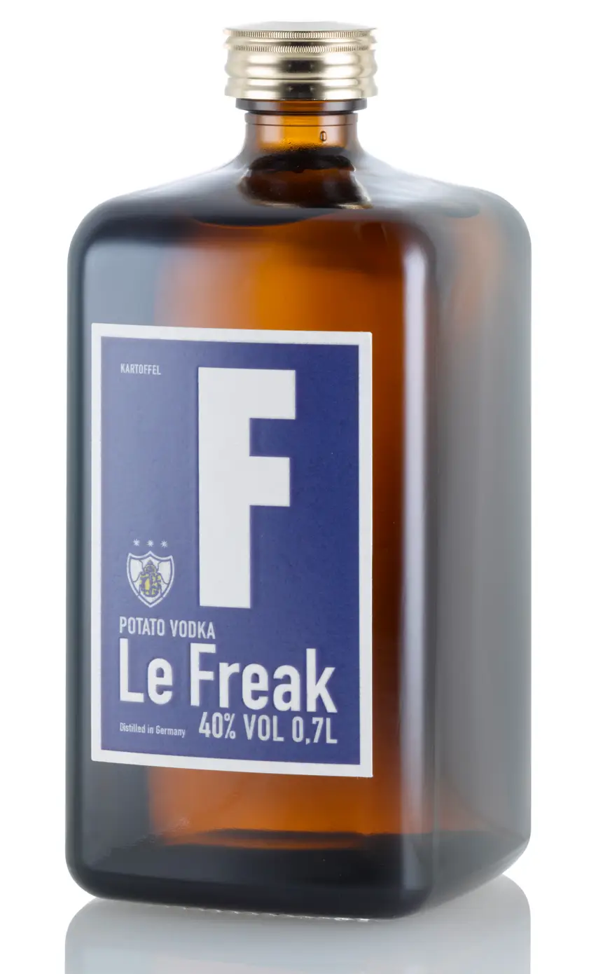 Le Freak bottle seen from the left